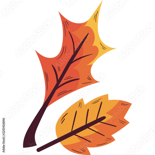 Autumn Tree Leaves Flat Vector