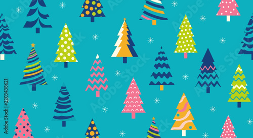 Vibrant and playful seamless vector pattern featuring a variety of colorful abstract geometric shapes, dots, and lines arranged in a repeating design for textile and wallpaper.