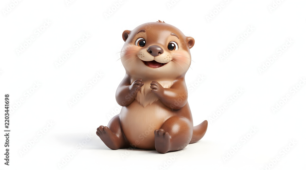 Fototapeta premium Cute 3D Otter Animal PNG Element