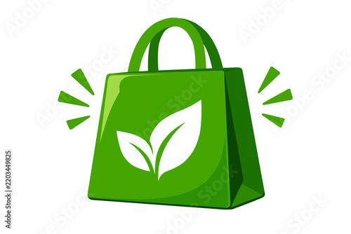 Eco-friendly bag design with a green leaf pattern.