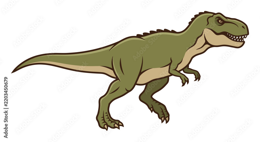Obraz premium Tyrannosaurus rex illustration features a green and tan color scheme