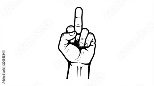 Middle finger vector hand gesture on white background