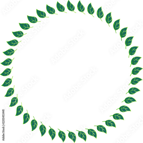 round frame made of green leaves