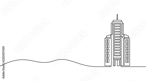 Continuous Line Drawing Office Building Skyscraper Urban Architecture Business Real Estate Minimalist Growth Concept