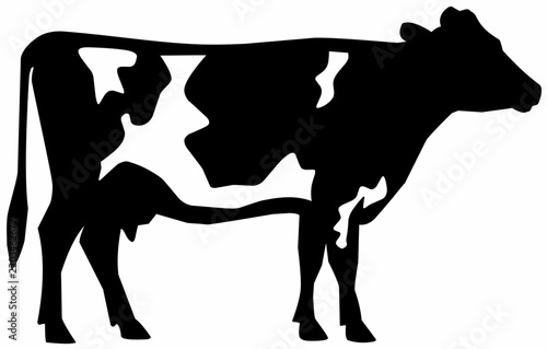 Holstein Cow Silhouette Standing Side View