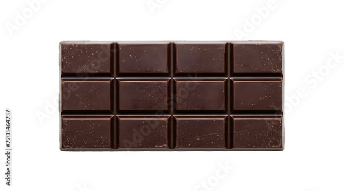 A dark chocolate bar divided into squares, ready to be enjoyed PNG isolated Transparent or white Background