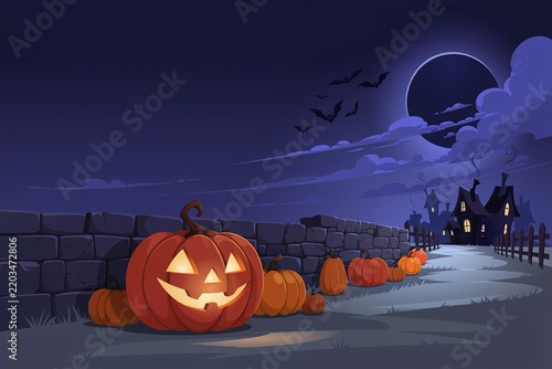 Jack o lantern at nighttime