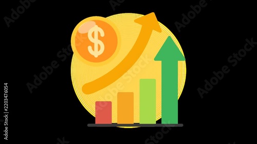 Animated Growth Chart Icon for Business Success and Financial Performance