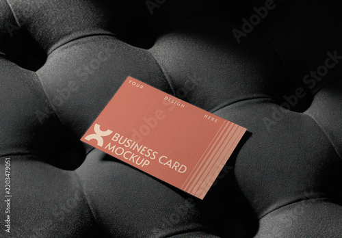 Business Card Mockup PSD On Dark Fabric Background