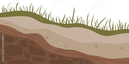 Cross section of soil layers illustration 