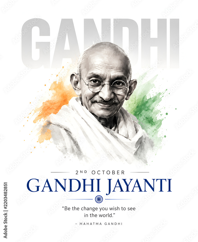 Obraz premium Mahatma Gandhi Jayanti creative design with Indian flag background