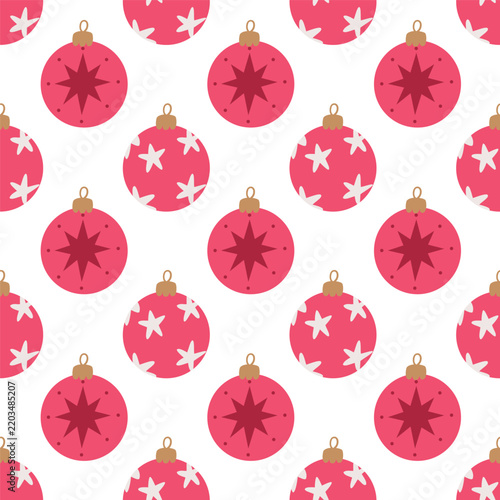Christmas seamless pattern with star baubles ornament background for holiday design