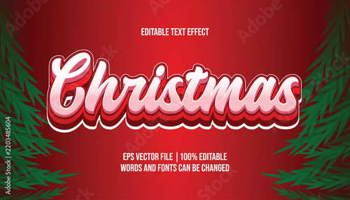 Merry Christmas holiday greeting editable font effect