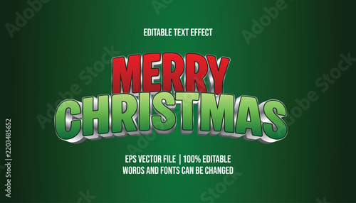 Merry Christmas holiday greeting editable font effect