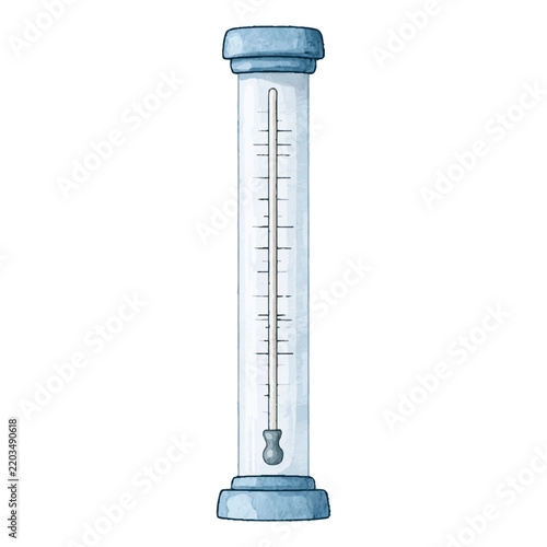 Blue Watercolor Thermometer Vector Illustration for Health and Weather.