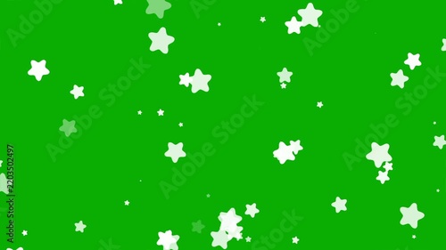White Star Shapes Motion Graphics on Green Screen Background, Decorative Star Animation for Celebrations, Titles, Transitions, Festive Designs, Creative Videos and Digital Content Projects