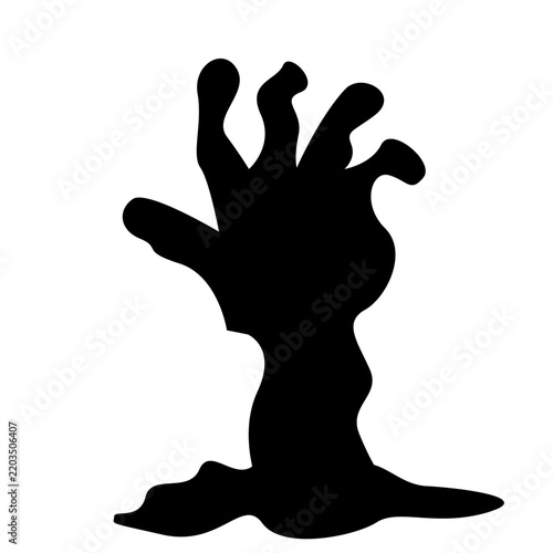Zombie Hand Halloween Silhouette Rising from the Ground for Horror Designs