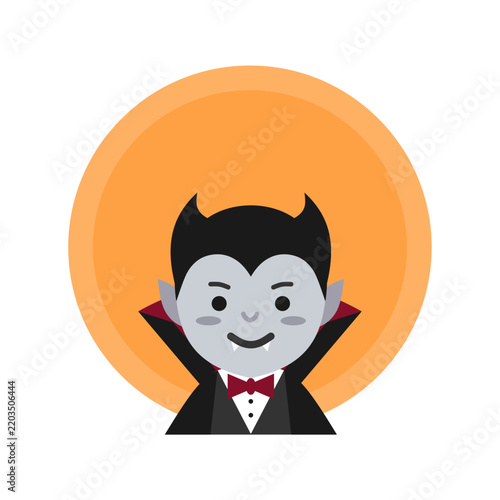 Halloween vampire character flat design vector illustration. cartoon vampire illustrations, retro gothic horror bat and vampire vector icons for party invitations. Halloween vampire cartoon characters