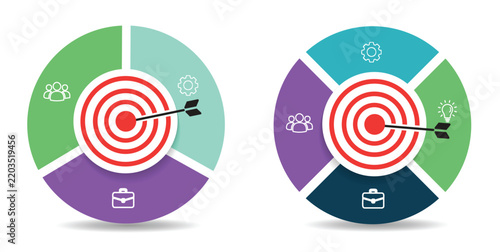 Circular Target Infographic with Bullseye and Arrow. diagram infographic chart .