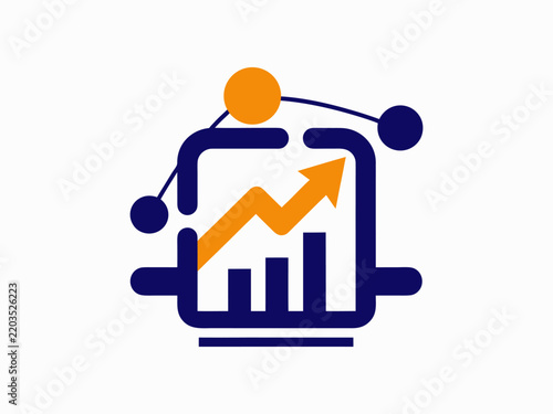 Business Growth Analytics Chart with Upward Arrow Vector Icon