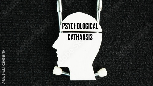 Cuadro en lienzo The shape of the head with the word Psychological catharsis is the process of re