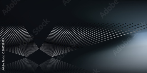 Luxury Elegant Super Car Automobile Urban Design Background. Premium Black Silver Metallic Shine lines Effect Display showroom in store. Luxurious Brand Royal High Standard Award Background Template