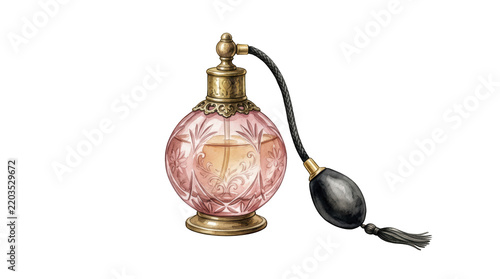 Vintage perfume bottle isolated on white isolated on transparent background