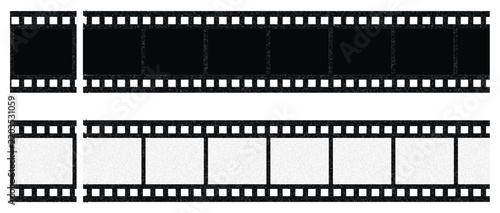 Grunge film strips for movie, cinema reel. Filmstrip with frames,  isolated on background. Vector