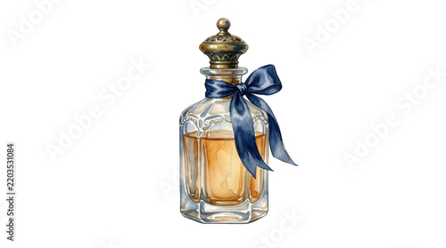 Vintage perfume bottle isolated on transparent background