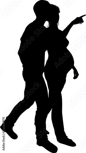 Silhouette Couple Parents Man and Pregnant Woman