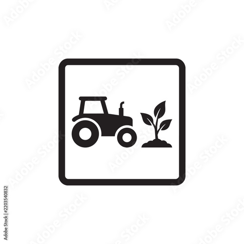 Agriculture and farming icon with tractor and growing plant silhouette vector illustration
