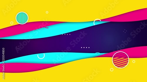 Vibrant abstract motion background, with fluid liquid, waves and geometric, memphis for modern