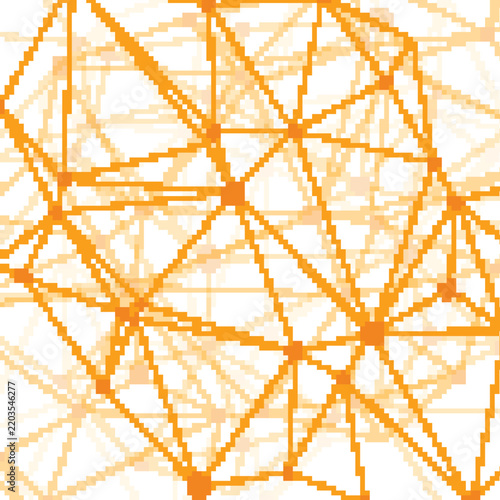 Orange Abstract Network Lines and Connections on White Technology Background