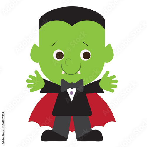 Halloween vampire boy flat style vector cartoon illustration