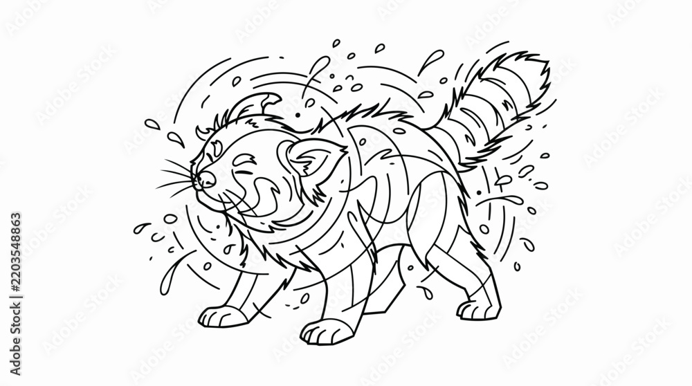 Obraz premium Monoline Geometric Dog Illustration Vector Artwork