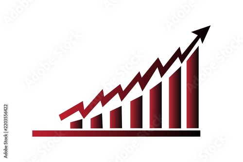 Growing upward business growth graph illustration isolated on white background