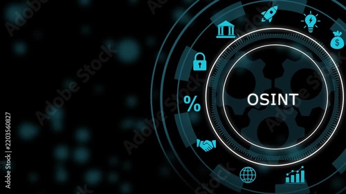 Osint open source intelligence concept with digital hud interface and cyber security data analysis digital interface