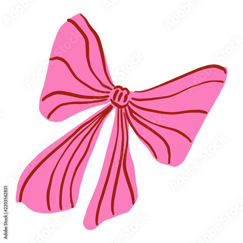 Doodle Pink Ribbon Bow