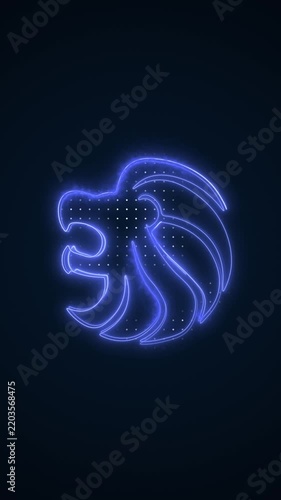 Vertical Neon Blue Leo Zodiac Sign Border Outline Loop Background