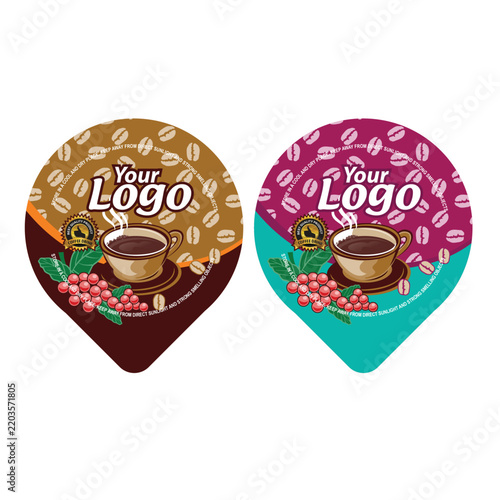 Coffee Cup Lid Label Design Mockup with Custom Logo, Two Color Variations