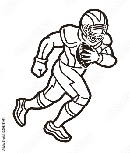 American Football Sport Male Player Running Action Graphic Vector