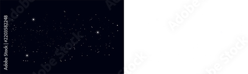 Night sky with glowing stars and constellations, sparkling celestial background with twinkling stars in deep space isolated on transparent background