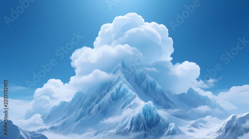 Majestic snow-capped mountain under blue sky