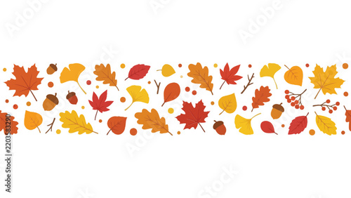 Colorful autumn leaves decorative pattern with berries and branches