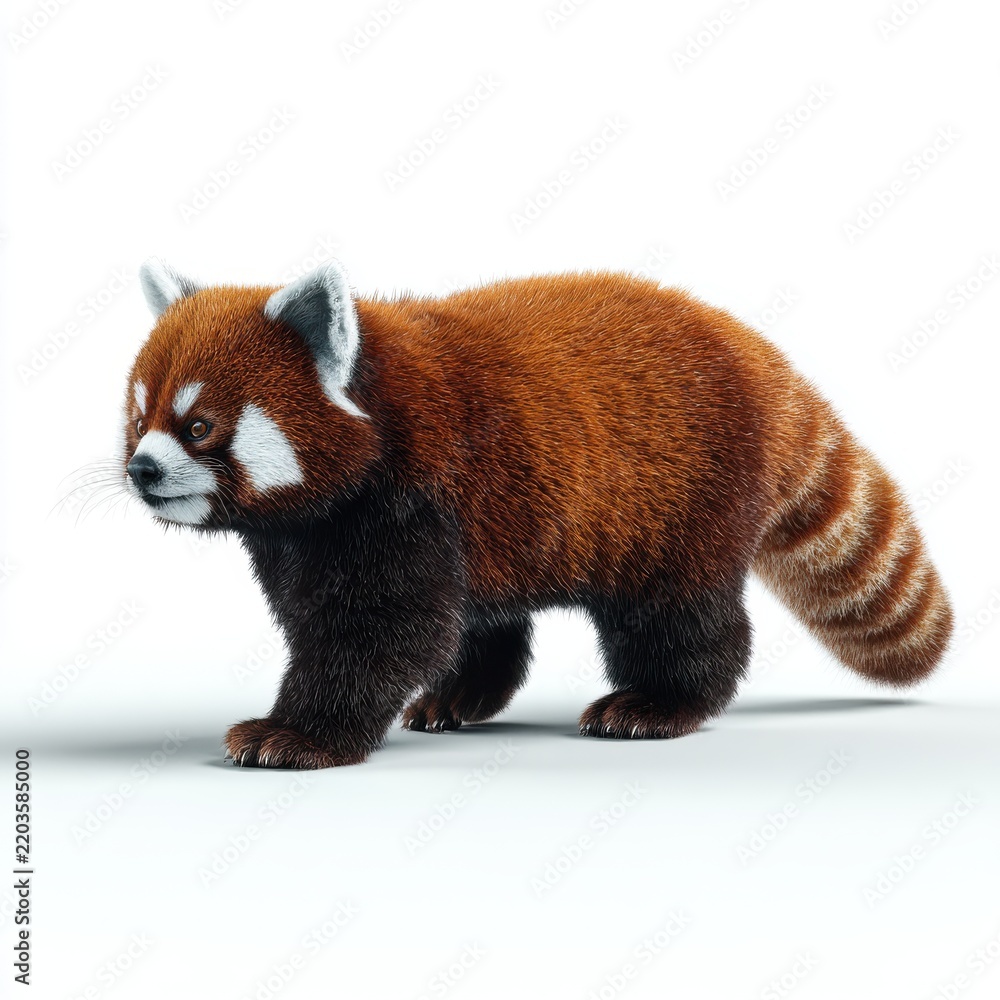Obraz premium Full Body Portrait Of A Realistic Red Panda Standing On A Plain White Background