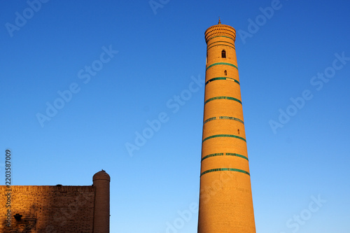 minaret de la mosquée Juma, Itchan Kala à Khiva, Ouzbékistan
