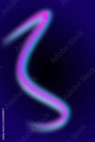 Abstract blurry neon wave streak flowing dark indigo blue background