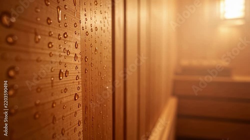 Warm Staircase Interior With Sunlit Wood Panels.