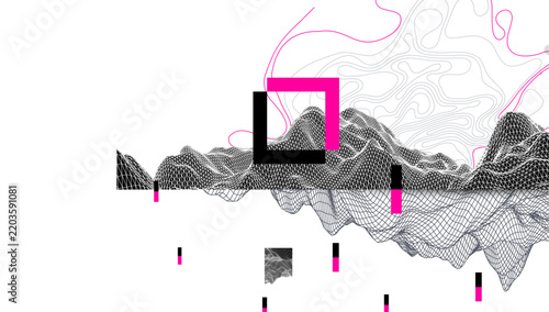 Abstract art wireframe background. Modern science or technology art elements. Surface illustration.