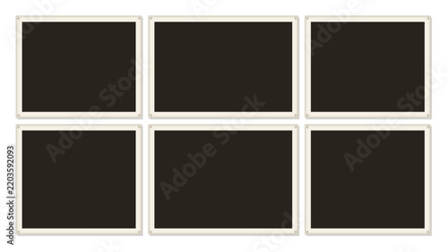Six Photo Frame Collage Template with Vintage Rectangular Frames for Album Scrapbook Portfolio and Memory Wall